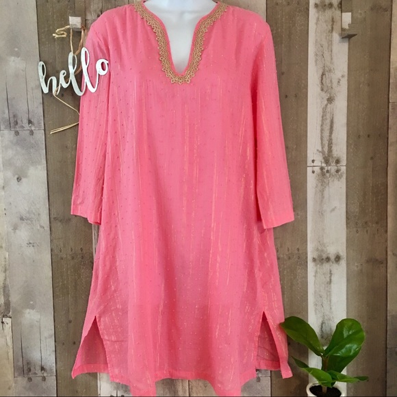 Lilly Pulitzer Tops - Lilly Pulitzer Tunic Beach Cover Up Coral Large